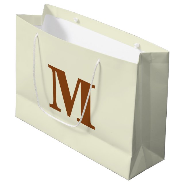 Beige & Brown Modern Brev Monogram (Framsidan Vinklad)