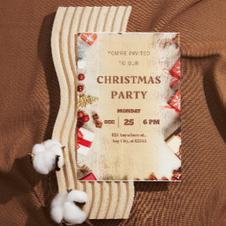 Beige Brown Modern julfest - inbjudan