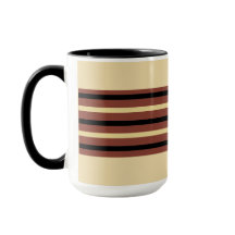 Beige, Brown och Black Stripe Coffee Mugg Kopp