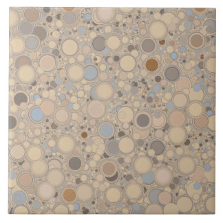 Beige Brown och Blue Random Circles Ceramic Tile Kakelplatta
