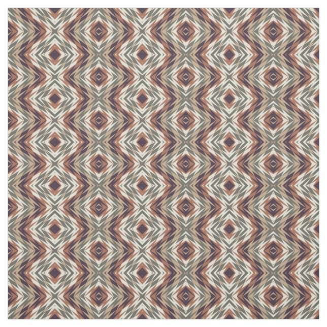 Beige Brown Oliv grönt Aztec Mosaic Mönster Tyg (Provkarta)