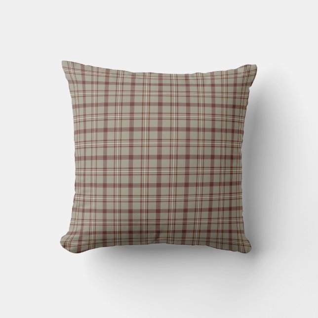 Beige Brown Plaid Classic Pattern Rustic Kudde (Framsida)