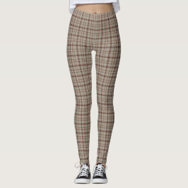 Beige Brown Plaid Classic Pattern Rustic Leggings