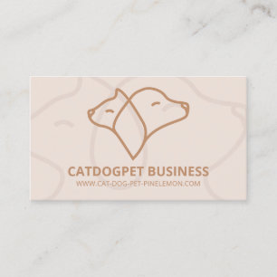 Beige Brown Qr-kod Logotyp Hund Cat Pet Visitkort