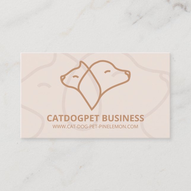 Beige Brown Qr-kod Logotyp Hund Cat Pet Visitkort (Framsida)