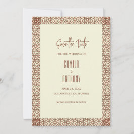 Beige Brown Rustic Islamic Geometric Single Gräns Inbjudningar