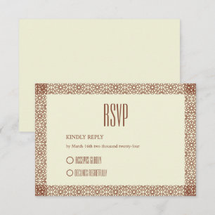 Beige Brown Rustic Islamic Geometric Single Gräns OSA Kort