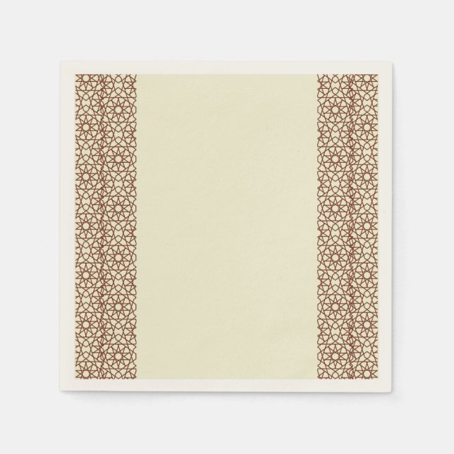 Beige Brown Rustic Islamic Geometric Single Gräns Pappersservett (Framsidan)