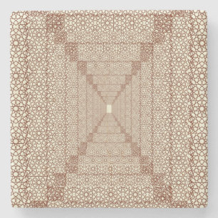Beige Brown Rustic Islamic Geometric Single Gräns Stenunderlägg