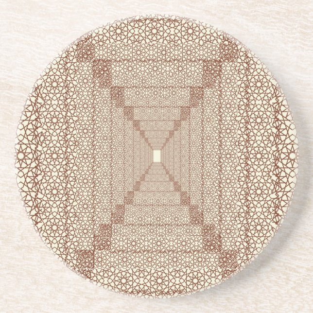 Beige Brown Rustic Islamic Geometric Single Gräns Underlägg (Framsidan)