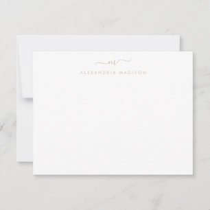 Beige Brown Script Monogram Chic Swash Stationery Anteckningskort