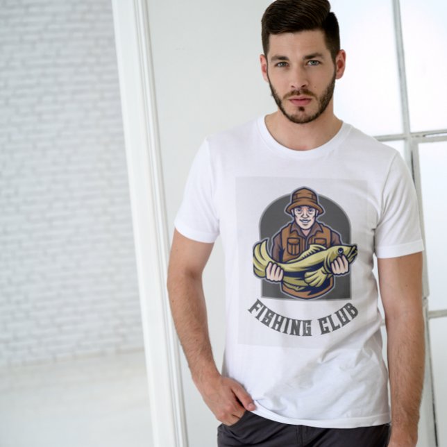 Beige Brown Simple Fishing Klubb T-Shirt (Skapare uppladdad)