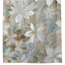 Beige Brown Teal Blue Blommigt
