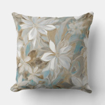 Beige Brown Teal Blue Blommigt