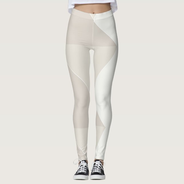 Beige Brown White Pastel Färg Modern Elegant Leggings (Framsida)