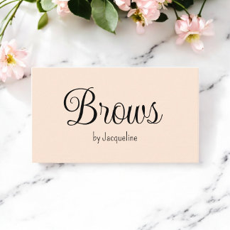 Beige Brows Beauty Simple Script Visitkort