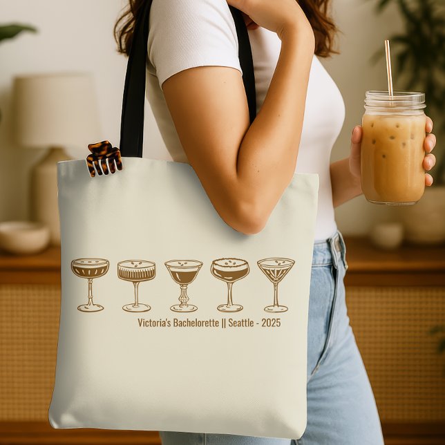 Beige Brudtärna Espresso Martini Möhippa  Tygkasse (Skapare uppladdad)