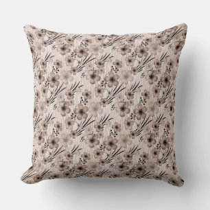 Beige brun blomma mönster på tigerbakgrunden kudde