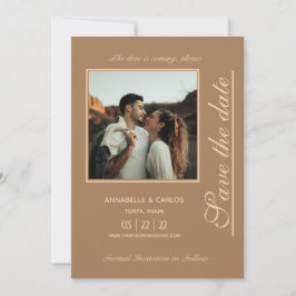 Beige Brun Boho Spara Datum Inbjudningar