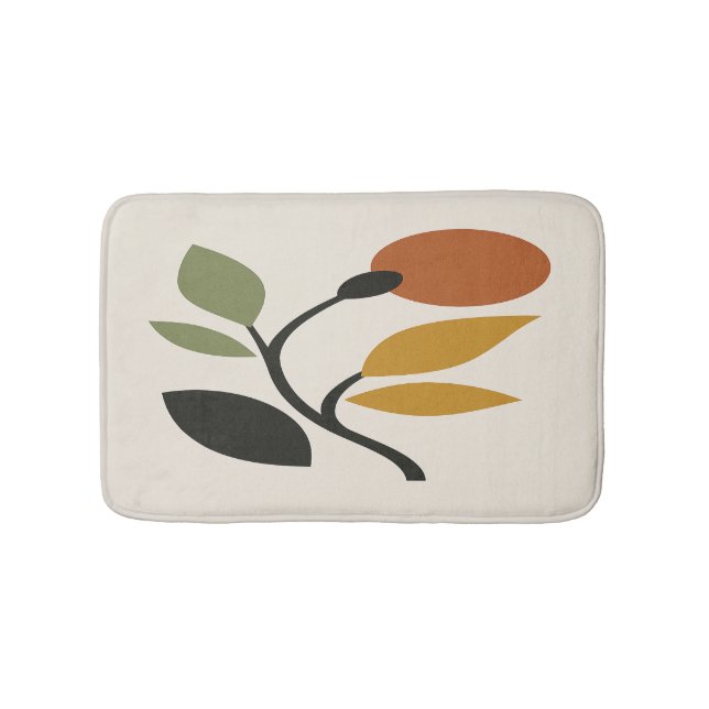 Beige, Brun och Grön Botanisk  Badrumsmatta (Framsidan)