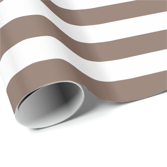 Beige Brun och Vit Randig Presentpapper (Rullad Hörn)