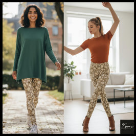 Beige Brun Organisk Småsten Sten Upprepad Mönster Leggings