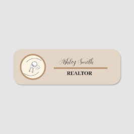 Beige brun personlig minimalist namnbricka