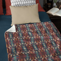 Beige Brun Röd Teal Blå Terrakotta Tribal Art