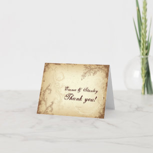 Beige brun rullande blad vintage bröllop Tack Kort