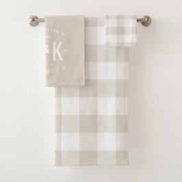 Beige Buffalo Check and Farmhouse Arrow Monogram