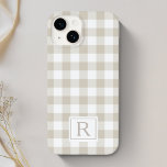 Beige Buffalo Check Personlig Monogram<br><div class="desc">Anpassningsbar-designade Fodral-Mate iphone case med personlig monogram på beige buffalo/gingham check plaid mönster.</div>