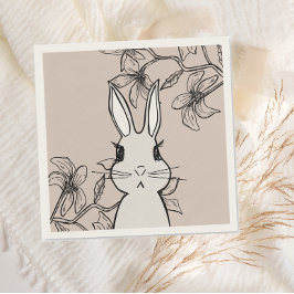 Beige Bunny Blommigt Vår Pappersservett