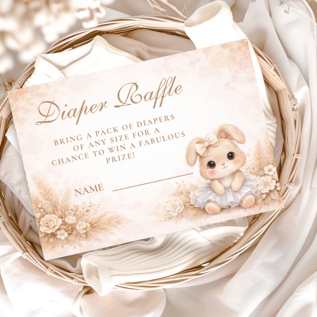 Beige Bunny Floral Diapper Raffle Tilläggskort (Skapare uppladdad)