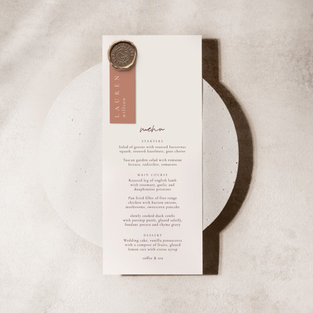 Beige & Burgundy Elegant Minimalist Bröllop Menu Meny (Skapare uppladdad)