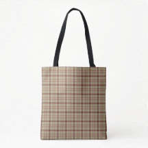 Beige Burgundy Vit Plaid Klassisk Handväska