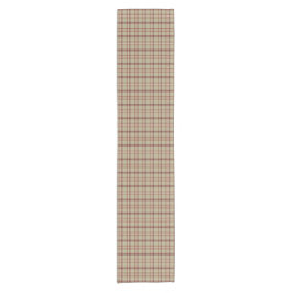 Beige Burgundy White Plaid Classic Table Runner