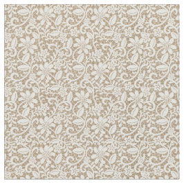 Beige Burlap & Snöre Flower Fabric Tyg