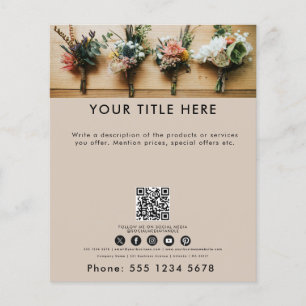 Beige Business Photo Banner QR Code Social Media Flygblad