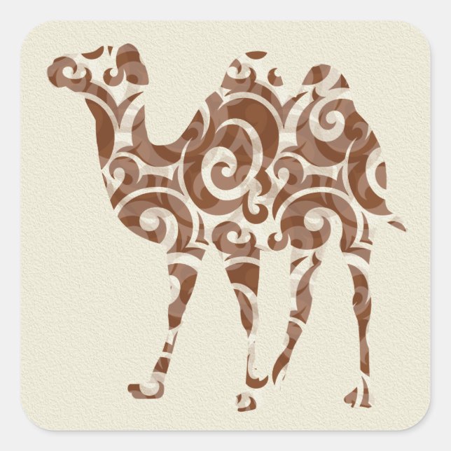 Beige camel fyrkantigt klistermärke (Framsida)
