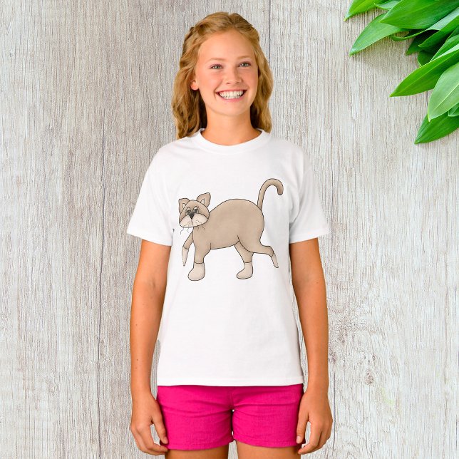 Beige Cat Drawing with Green Eyes T Shirt (Skapare uppladdad)
