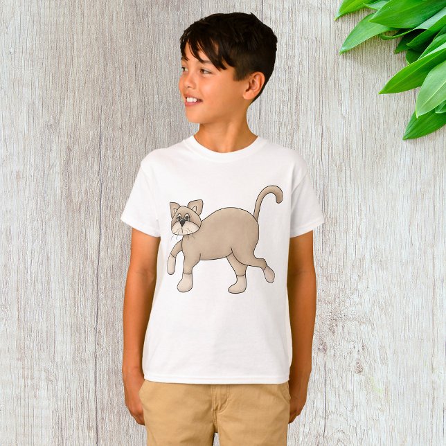Beige Cat Drawing with Green Eyes T Shirt (Skapare uppladdad)
