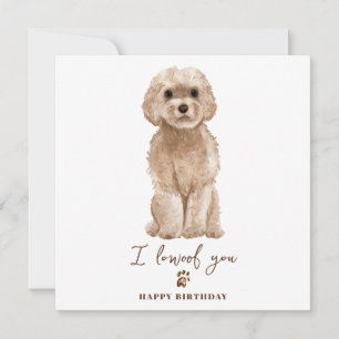 Beige Cavapoo Hund Mamma Valp Husdjur Födelsedag Kort