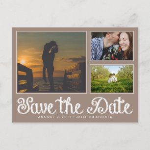 Beige Chalk Save Date Collage Postcard Meddelande Vykort