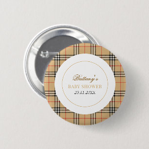 Beige Check Designer Play Baby Shower Knapp