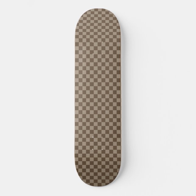 Beige Checkered Mönster Mini Skateboard Bräda 18,5 Cm (Framsida)