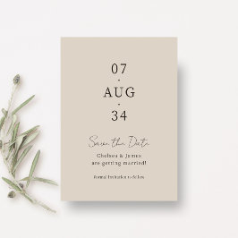Beige | Chic Minimal Bröllop Spara Datum Datumet