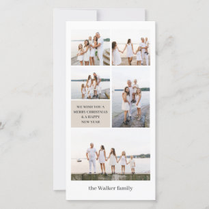 Beige Chic Modern Neutralt 5 Foto Elegant Tall Julkort