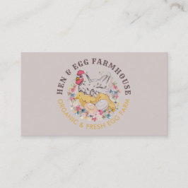 Beige Chicken Hen Egg Farmhouse Visitkort