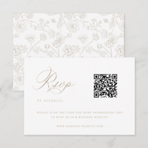 Beige Chinoiserie Bröllop QR-kod Inbjudningar