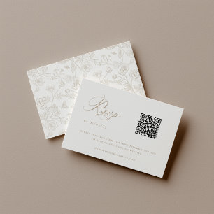 Beige Chinoiserie Bröllops QR-kod OSA Kort